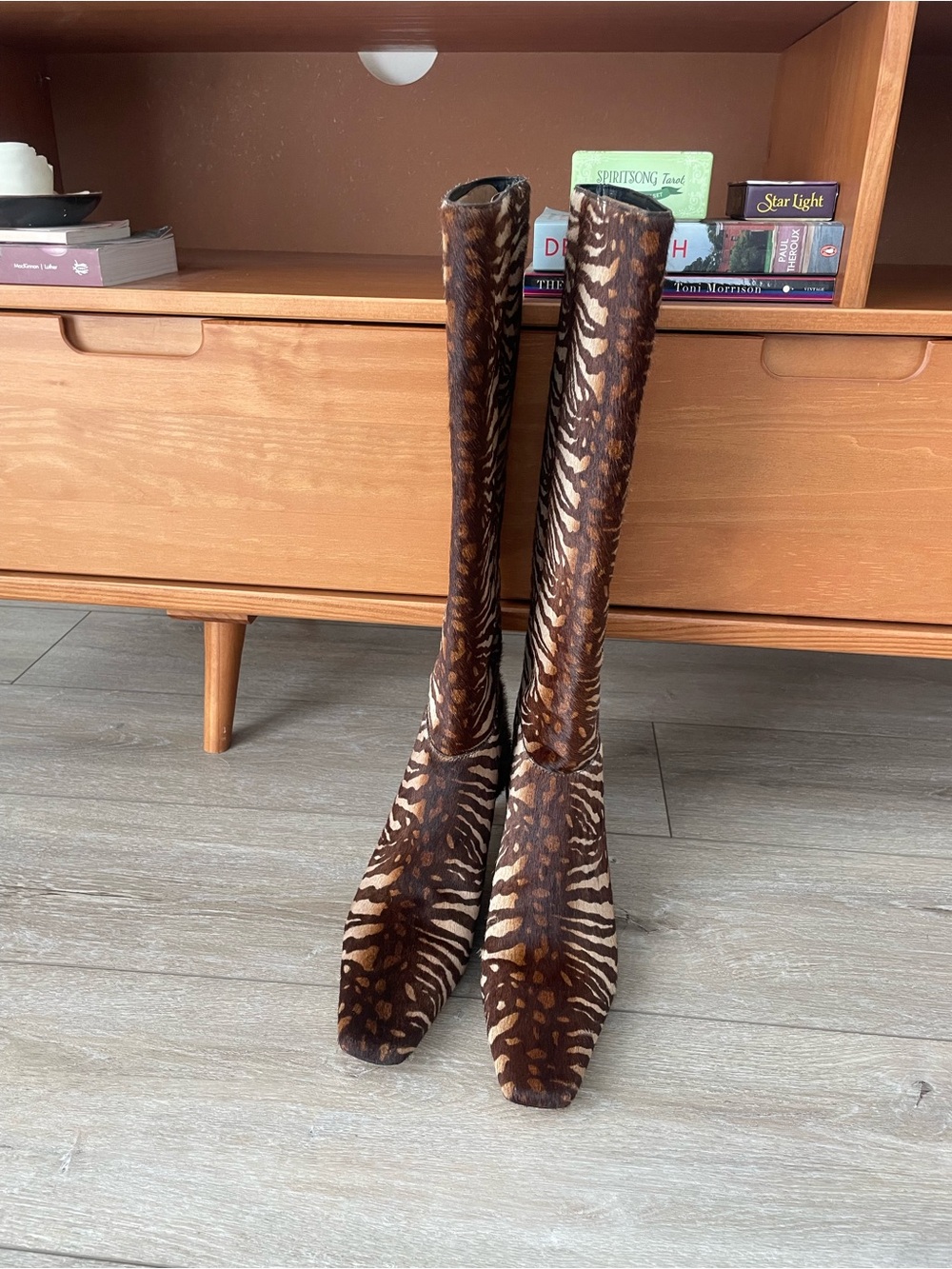 Women’s Brown Zebra-Print pony hair Boots - Picture 2 of 6
